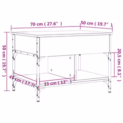 vidaXL Coffee Table End Table Sofa Table Brown Oak Engineered Wood and Metal - Additional view 10
