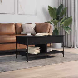 vidaXL Coffee Table End Table Side Sofa Table Black Engineered Wood and Metal
