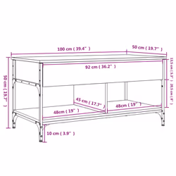 vidaXL Coffee Table End Table Sofa Table Smoked Oak Engineered Wood and Metal