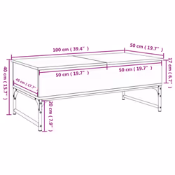 vidaXL Coffee Table End Table Side Sofa Table Black Engineered Wood and Metal - Additional view 10