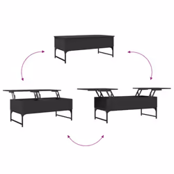 vidaXL Coffee Table End Table Side Sofa Table Black Engineered Wood and Metal - Additional view 7