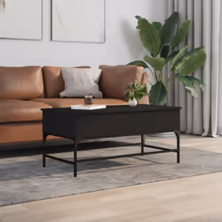vidaXL Coffee Table End Table Side Sofa Table Black Engineered Wood and Metal