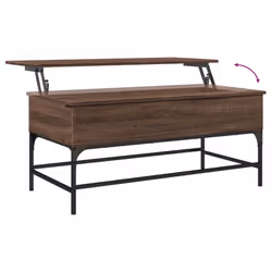 vidaXL Coffee Table End Table Sofa Table Brown Oak Engineered Wood and Metal - Additional view 7