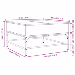 vidaXL Coffee Table End Table Sofa Table Grey Sonoma Engineered Wood and Metal - Additional view 10