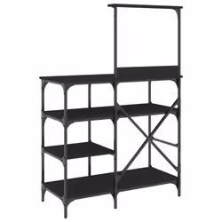 vidaXL Baker's Rack Storage Shelf Kitchen Rack Black Engineered Wood and Metal - Additional view 5