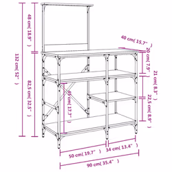 vidaXL Baker's Rack Storage Shelf Kitchen Rack Black Engineered Wood and Metal - Additional view 8