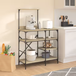 vidaXL Baker's Rack Storage Kitchen Rack Sonoma Oak Engineered Wood and Metal