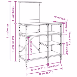 vidaXL Baker's Rack Storage Kitchen Rack Sonoma Oak Engineered Wood and Metal - Additional view 8