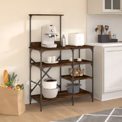 vidaXL Baker's Rack Storage Kitchen Rack Smoked Oak Engineered Wood and Metal