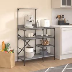 vidaXL Baker's Rack Storage Kitchen Rack Grey Sonoma Engineered Wood and Metal