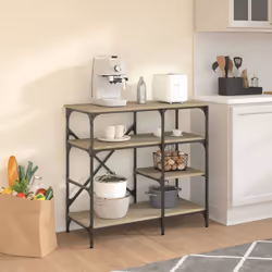 vidaXL Baker's Rack Storage Kitchen Rack Sonoma Oak Engineered Wood and Metal