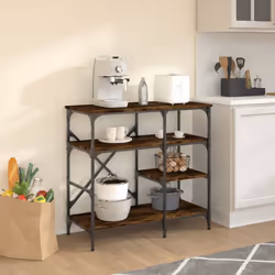 vidaXL Baker's Rack Storage Kitchen Rack Smoked Oak Engineered Wood and Metal