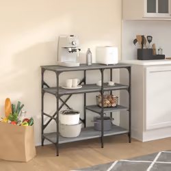 vidaXL Baker's Rack Storage Kitchen Rack Grey Sonoma Engineered Wood and Metal