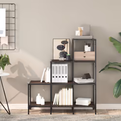 vidaXL Bookcase Bookshelf Side Cabinet Brown Oak Engineered Wood and Metal
