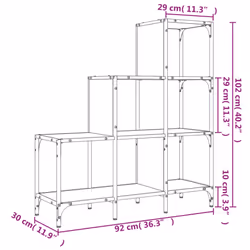 vidaXL Bookcase Bookshelf Side Cabinet Brown Oak Engineered Wood and Metal
