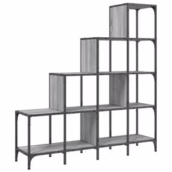 vidaXL Bookcase Bookshelf Side Cabinet Grey Sonoma Engineered Wood and Metal