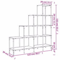 vidaXL Bookcase Bookshelf Side Cabinet Brown Oak Engineered Wood and Metal