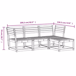 vidaXL Garden Lounge Set 4 Piece Outdoor Lounge Set Chair Solid Wood Douglas