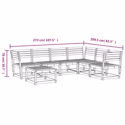 vidaXL Garden Lounge Set 7 Piece Outdoor Lounge Set Sofa Set Solid Wood Pine - white - Additional view 7