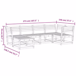vidaXL Garden Sofa Set 6 Piece Outdoor Sofa Corner Sofa White Solid Wood Pine - Additional view 3