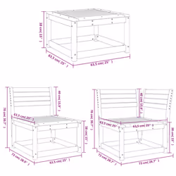 vidaXL Garden Sofa Set 6 Piece Outdoor Sofa Corner Sofa White Solid Wood Pine - Additional view 8