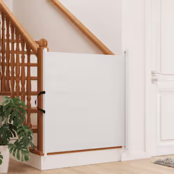 vidaXL Retractable Pet Gate Safety Baby Dog Gate Stair Gate Dog Barrier Fence - white, 102,5 x 125 cm