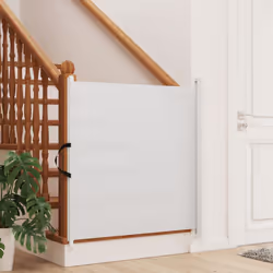 vidaXL Retractable Pet Gate Safety Baby Dog Gate Stair Gate Dog Barrier Fence - white, 117,5 x 125 cm