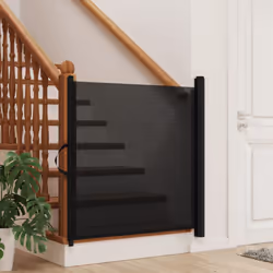 vidaXL Retractable Pet Gate Safety Baby Dog Gate Stair Gate Dog Barrier Fence - black, 117,5 x 125 cm - Additional view 2
