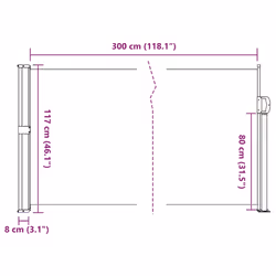 vidaXL Retractable Side Awning Outdoor Privacy Screen Shade Cream 117x300 cm - Additional view 9