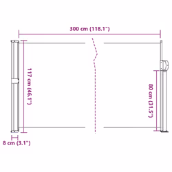 vidaXL Retractable Side Awning Outdoor Privacy Screen Balcony Sunshade Shelter - beige, 120 x 300 cm - Additional view 9
