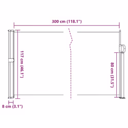 vidaXL Retractable Side Awning Outdoor Privacy Screen Balcony Sunshade Shelter - taupe, 120 x 300 cm - Additional view 9