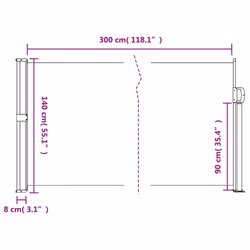 vidaXL Retractable Side Awning Outdoor Privacy Screen Shade Cream 140x300 cm