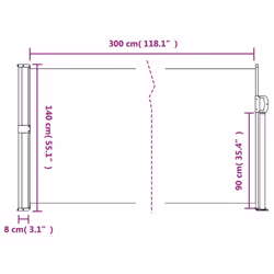 vidaXL Retractable Side Awning Outdoor Privacy Screen Shade Blue 140x300 cm