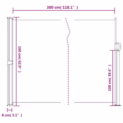 vidaXL Retractable Side Awning Outdoor Privacy Screen Shade Black 160x300 cm - Additional view 9