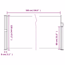 vidaXL Retractable Side Awning Outdoor Privacy Screen Balcony Sunshade Shelter - white, 120 x 500 cm - Additional view 3