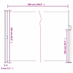 vidaXL Retractable Side Awning Outdoor Privacy Screen Shade Cream 160x500 cm