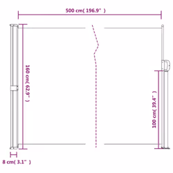 vidaXL Retractable Side Awning Outdoor Privacy Screen Shade Brown 160x500 cm