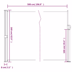 vidaXL Retractable Side Awning Outdoor Privacy Screen Balcony Sunshade Shelter - beige, 160 x 500 cm - Additional view 9
