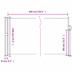 vidaXL Retractable Side Awning Outdoor Privacy Screen Shade Brown 120x600 cm