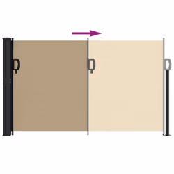 vidaXL Retractable Side Awning Outdoor Privacy Screen Balcony Sunshade Shelter - beige, 120 x 600 cm - Additional view 5