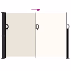 vidaXL Retractable Side Awning Outdoor Privacy Screen Balcony Sunshade Shelter - cream, 140 x 600 cm - Additional view 4