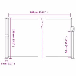 vidaXL Retractable Side Awning Outdoor Privacy Screen Anthracite 140x600 cm - Additional view 4