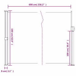 vidaXL Retractable Side Awning Outdoor Privacy Screen Shade Blue 160x600 cm
