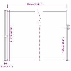 vidaXL Retractable Side Awning Outdoor Privacy Screen Anthracite 160x600 cm