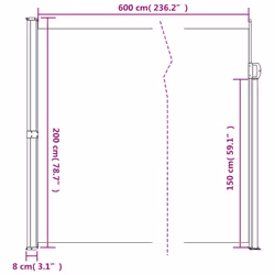 vidaXL Retractable Side Awning Outdoor Privacy Screen Anthracite 200x600 cm - Additional view 9