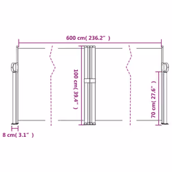 vidaXL Retractable Side Awning Outdoor Privacy Screen Balcony Sunshade Shelter - anthracite, 100 x 600 cm - Additional view 9