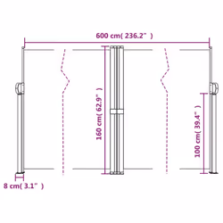 vidaXL Retractable Side Awning Outdoor Privacy Screen Balcony Sunshade Shelter - brown, 160 x 600 cm - Additional view 3