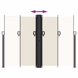 vidaXL Retractable Side Awning Outdoor Privacy Screen Balcony Sunshade Shelter - cream, 180 x 600 cm - Additional view 4