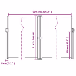 vidaXL Retractable Side Awning Outdoor Privacy Screen Balcony Sunshade Shelter - brown, 180 x 600 cm - Additional view 3