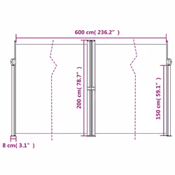 vidaXL Retractable Side Awning Outdoor Privacy Screen Balcony Sunshade Shelter - black, 200 x 600 cm - Additional view 9